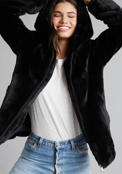 Bella Dahl Fur Zip Hoodie Coat Luxe EQ