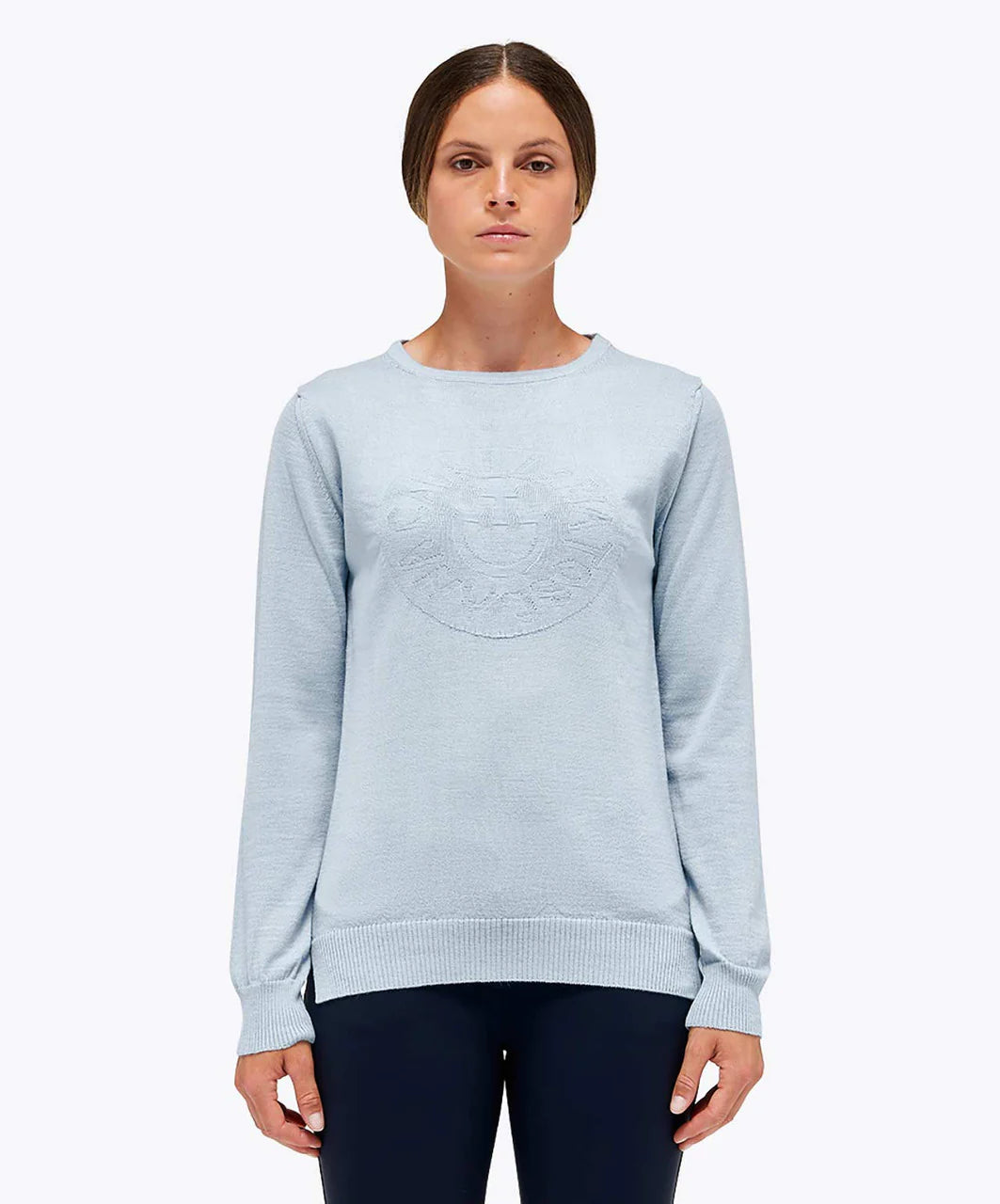 Cavalleria Toscana Women's Jacquard CT Orbit Merinos Blend Boat Neck Sweater