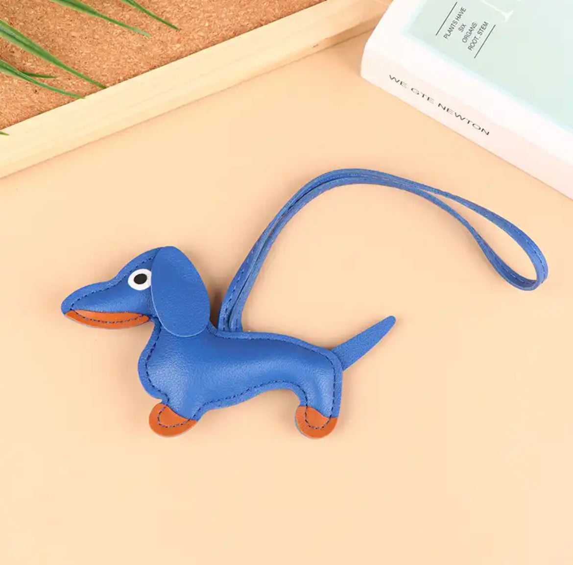 Luxe Vegan Leather Daschund Dog Charm