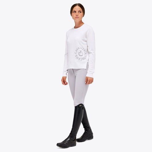 Cavalleria Toscana Women's Jacquard CT Orbit Merinos Blend Crew Neck Sweater