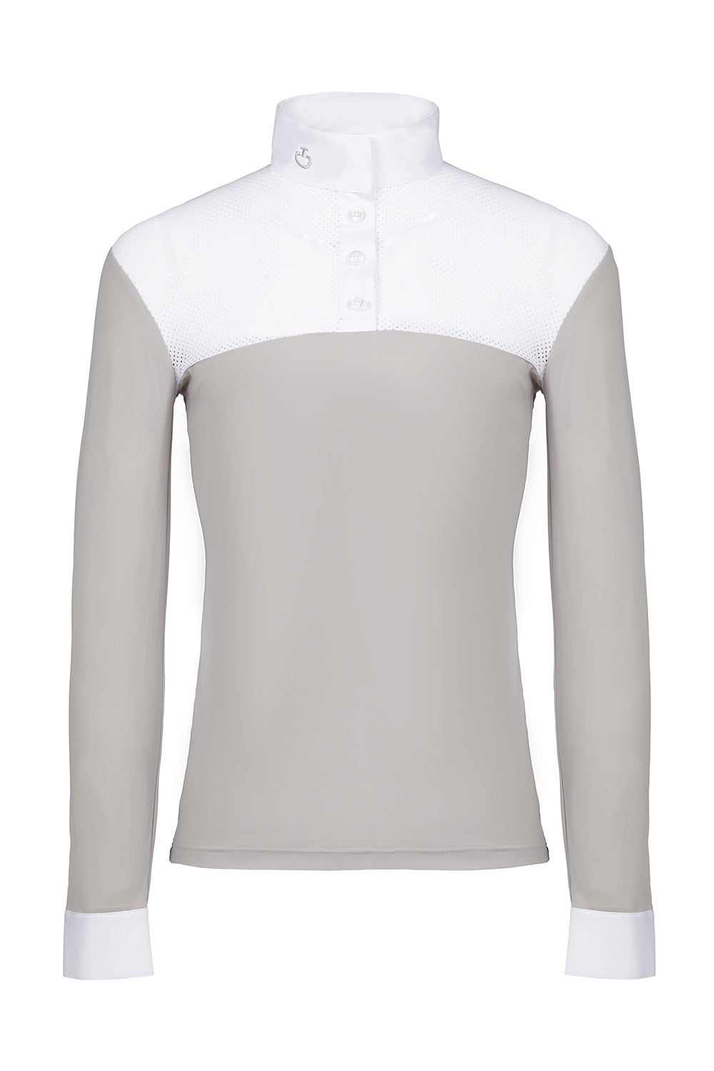 Cavalleria Toscana Young Rider Long Sleeve Polo Grey/White - Luxe EQ