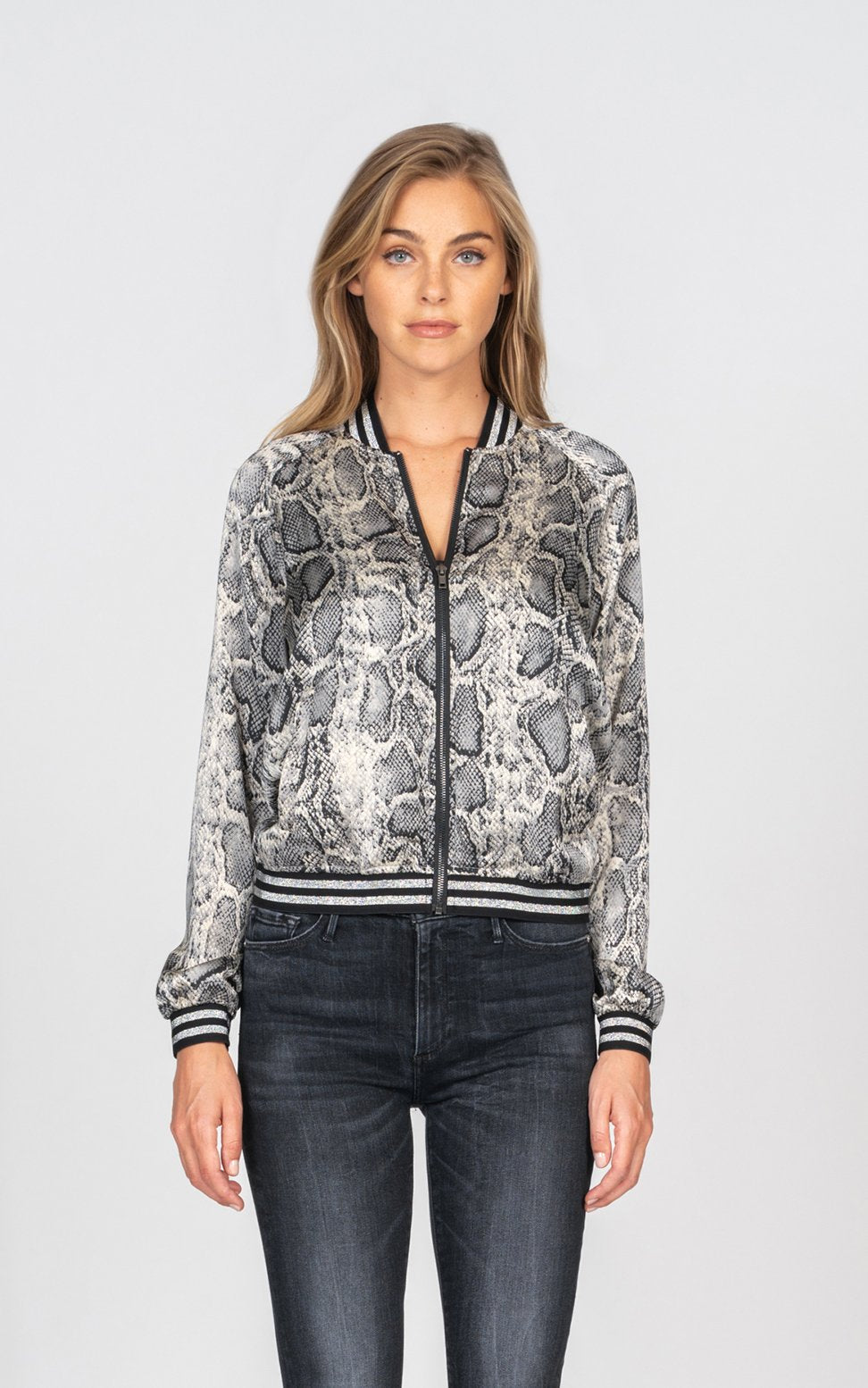 Black Orchid Luxe Satin Jacket Grey Python - Luxe EQ