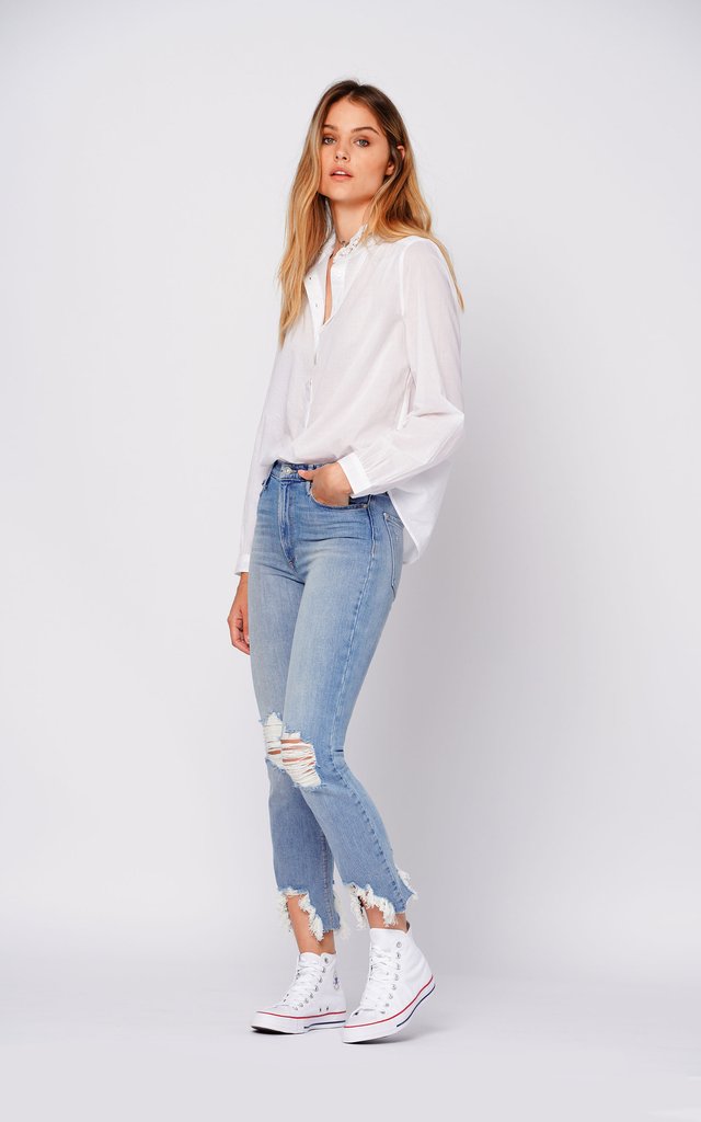 Black Orchid Denim Brooke Straight Leg Chewed Hem - Luxe EQ