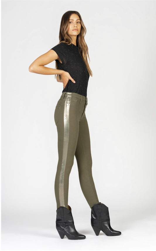 Black orchid denim Army Green Foil Stripe