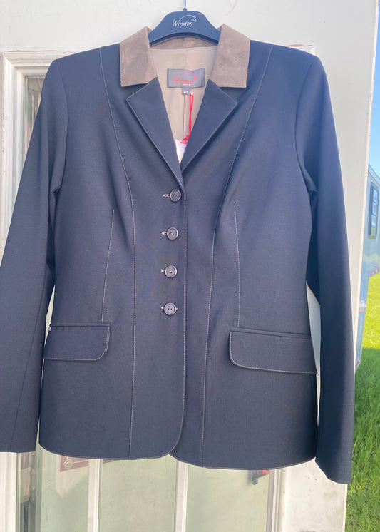 Winston Equestrian Exclusive Coat Contrast  Navy w/ Taupe Suede Collar