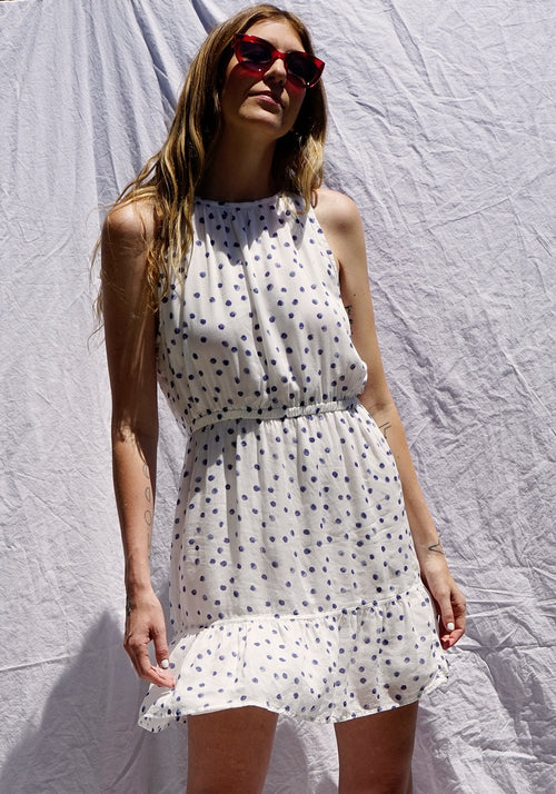 Bella Dahl Shirred Halter Dress Dots Luxe EQ