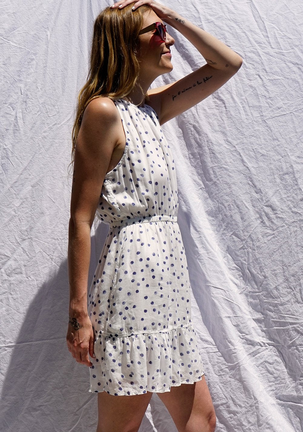 Bella Dahl Shirred Halter Dress Dots - Luxe EQ