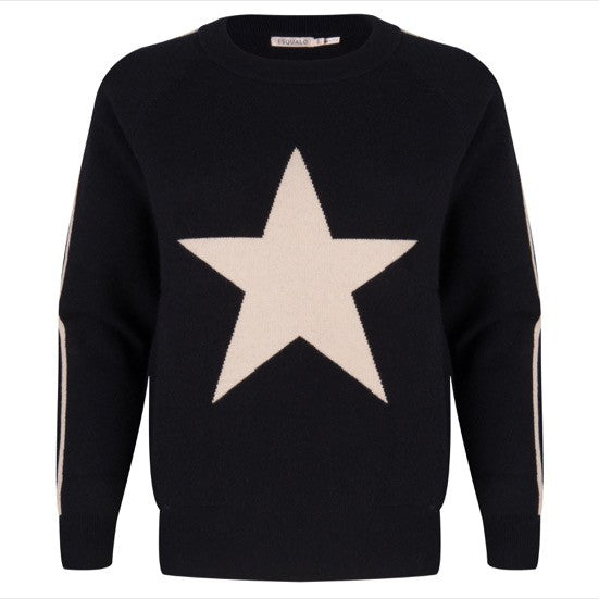 Esqualo Star Sweater in Black and White - Luxe EQ