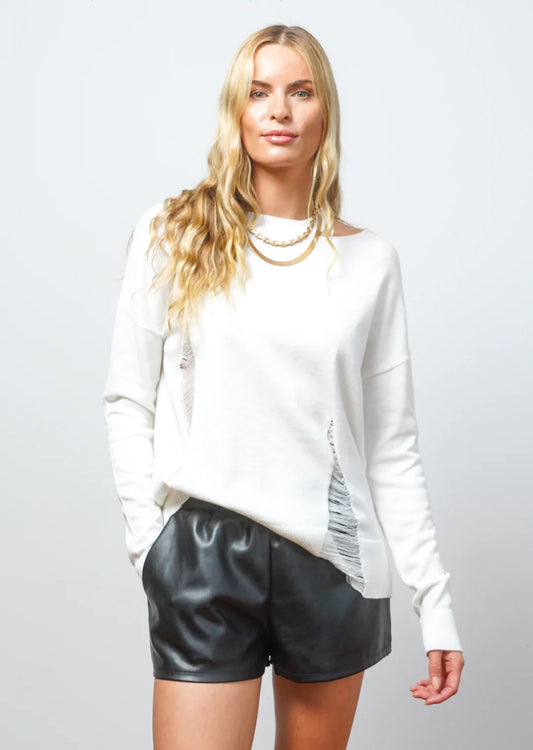 Central Park West Stevie Distressed Sweater