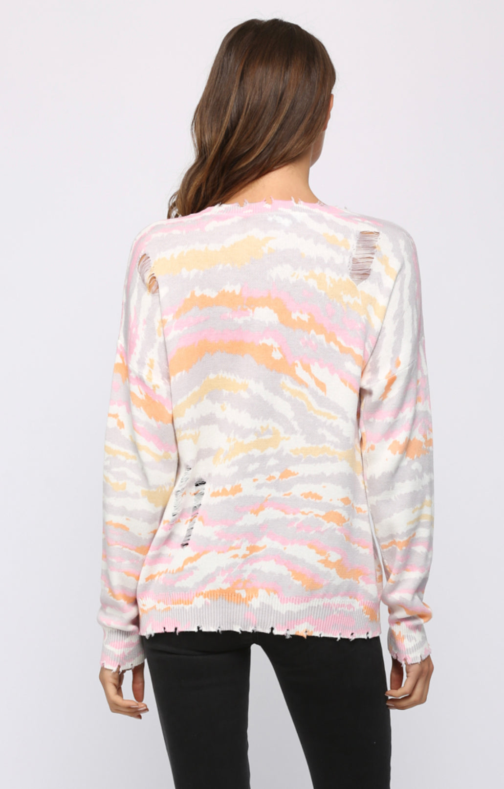 Fate Distressed Animal Print Sweater