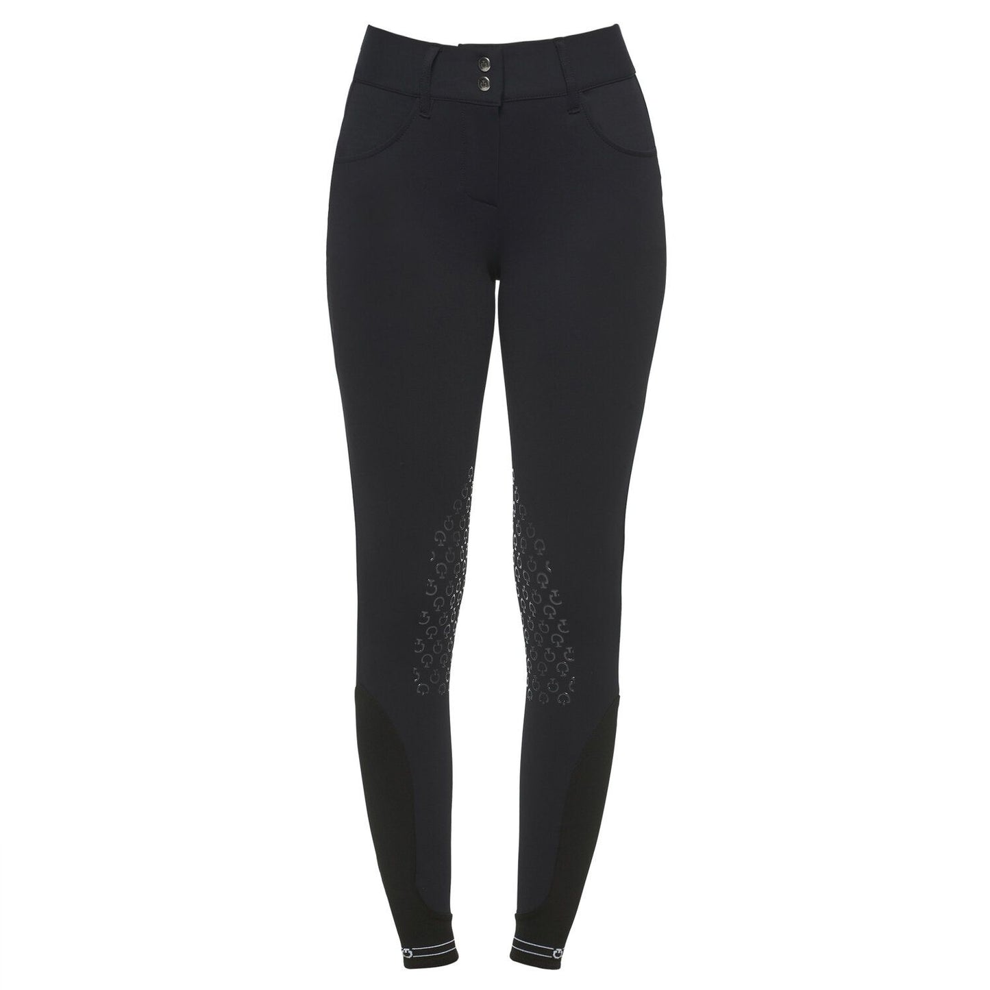 Cavalleria Toscana WOMEN`S JUMPING BREECHES WITH PERFORATED LOGO TAPE Black