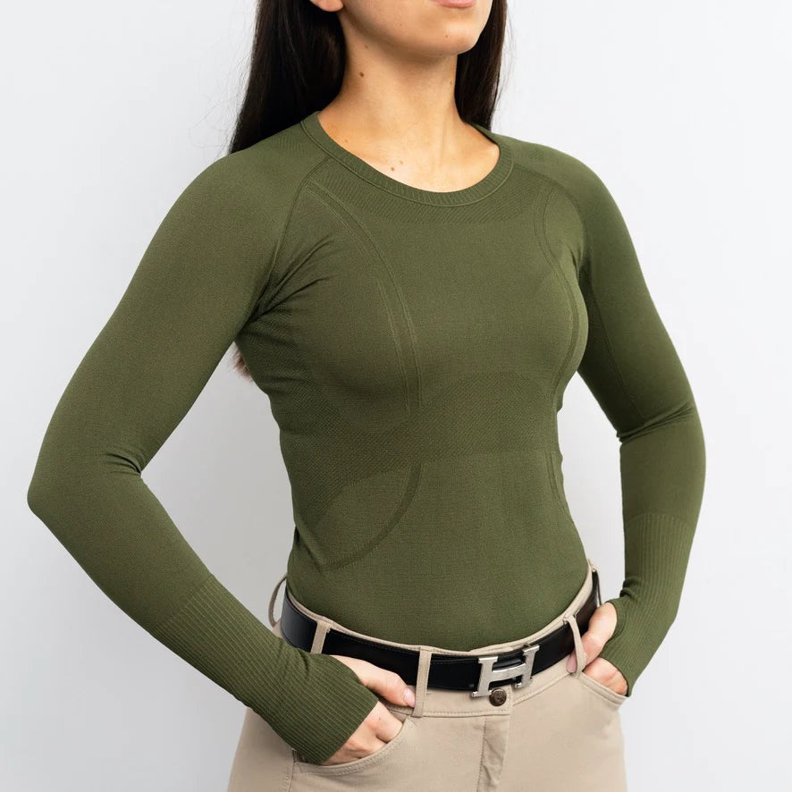 Everyday Seamless Long Sleeve Top in Olive Green